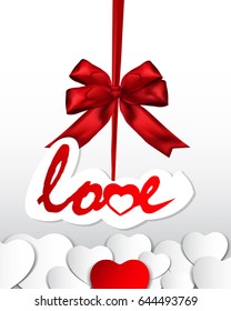 abstract background with cut paper heart. Vector illustration