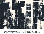 Abstract background with cut strips of photographic negatives film. Vector illustration