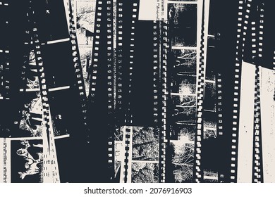 Abstract background with cut strips of photographic negatives film. Vector illustration