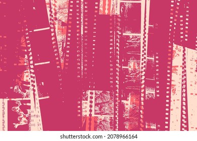 Abstract background with cut strips of photographic negatives film. Vector illustration