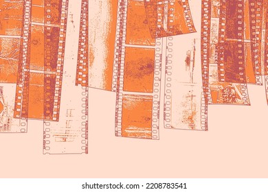 Abstract background with cut strips of photographic negatives film. Vector illustration