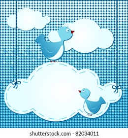 Abstract background with cute birds, vector