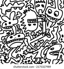 Fondo abstracto con diseño de linea de doodle lindo