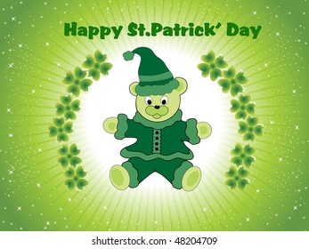 abstract background with cute leprechaun, illustration