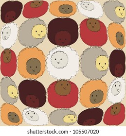 Abstract background with cute sheeps on it