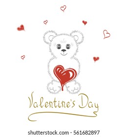 Abstract background. Cute teddy bear with a heart. Romantic love cards for wedding, Valentine's Day, date. It can be used as greeting card, poster, banner, template, invitations.