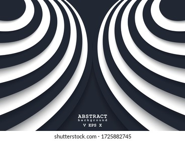 Fondo abstracto en el estilo de papel recortado. Diseño 3D dinámico de rayas curvas. Cubierta vectorial de dos colores. 