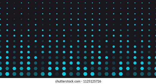Abstract background of cyan hexagons on black. Vector design background.