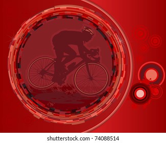 Abstract Background with Cyclist Silhouette Poster