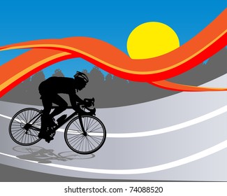 Abstract Background with Cyclist Silhouette Poster
