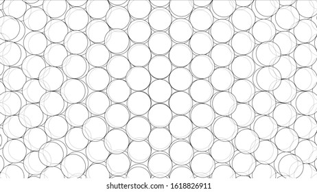 Abstract background of cylinders outline. Vector rendering of 3d. Wire-frame style. The layers of visible and invisible lines are separated