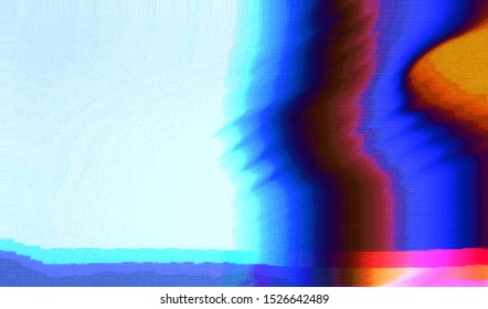 Abstract background of damaged VHS signal. Distortion of a problematic television broadcast. Faulty digital online translation noise. Wallpaper glitch effect. Vector illustration.