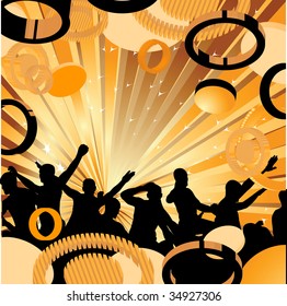 Abstract background with dancers. Vector illustration. Vector illustration