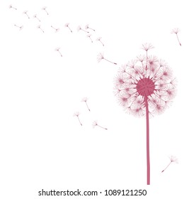 Abstract background of a dandelion for design. The wind blows the seeds of a dandelion. Template for posters, wallpapers, posters. Vector illustrations.