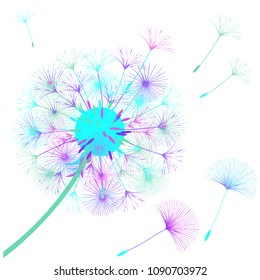 Abstract background of a dandelion for design. The wind blows the seeds of a dandelion. Template for posters, wallpapers, posters. Vector illustrations.