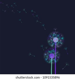 Abstract background of a dandelion for design. The wind blows the seeds of a dandelion. Template for posters, wallpapers, posters. Vector illustrations.