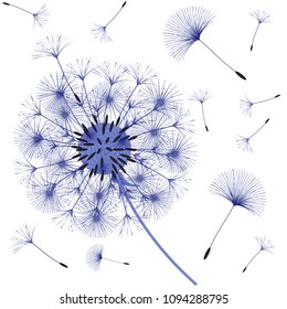 Abstract background of a dandelion for design. The wind blows the seeds of a dandelion. Template for posters, wallpapers, posters. Vector illustrations.