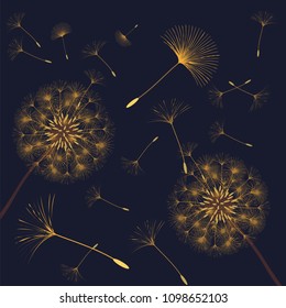 Abstract background of a dandelion for design. The wind blows the seeds of a dandelion. Template for posters, wallpapers, posters. Vector illustrations.