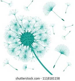 Abstract background of a dandelion for design. The wind blows the seeds of a dandelion. Template for posters, wallpapers, posters. Vector illustrations.