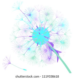 Abstract background of a dandelion for design. The wind blows the seeds of a dandelion. Template for posters, wallpapers, posters. Vector illustrations.
