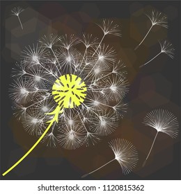 Abstract background of a dandelion for design. The wind blows the seeds of a dandelion. Template for posters, wallpapers, posters. Vector illustrations.