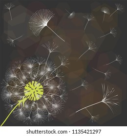 Abstract background of a dandelion for design. The wind blows the seeds of a dandelion. Template for posters, wallpapers, posters. Vector illustrations.