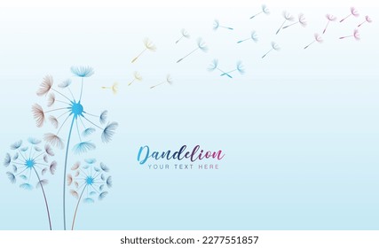Fondo abstracto de un diente de león para el diseño. El viento sopla las semillas de un diente de león