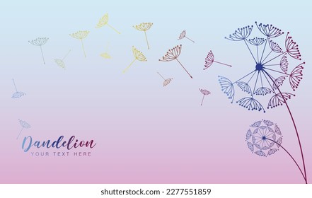 Fondo abstracto de un diente de león para el diseño. El viento sopla las semillas de un diente de león