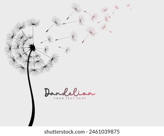 Abstract background of a dandelion for design. The wind blows the seeds of a dandelion.  Vector illustration