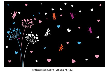 Abstract background of a dandelion for design. The wind blows the seeds of a dandelion.