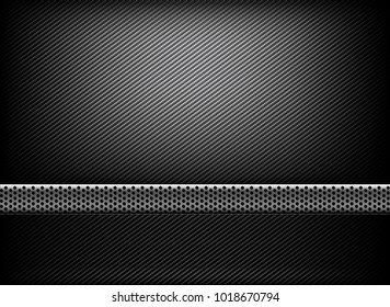 Abstract background dark and black carbon fiber with hold polished metal texture vector illustration eps10