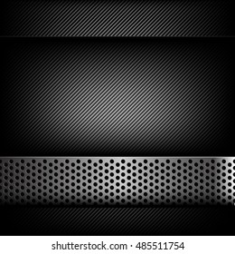 Abstract background dark and black carbon fiber with hold polished metal texture vector illustration eps10