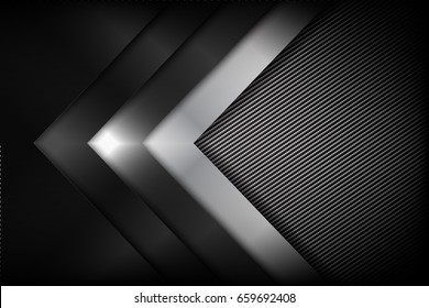 Abstract background dark and black carbon fiber with curve and layered overlap element vector illustration eps10