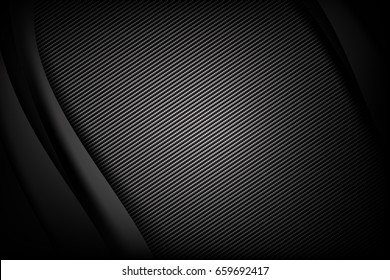Abstract background dark and black carbon fiber with curve and layered overlap element vector illustration eps10