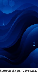 Abstract background dark blue color with wavy lines and gradients is a versatile asset suitable for various design projects such as websites, presentations, print materials, social media posts 