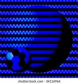abstract background in dark blue color with two balls