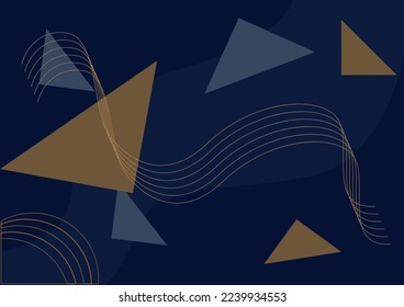 Abstract background in dark blue colors using geometric shapes and waves. Vector graphics for backgrounds, packages, wrapping paper