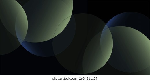 Abstract background with a dark blue background featuring overlapping translucent circles. Blue and yellow hues create a smooth texture. Minimal abstract circles vector gradient background