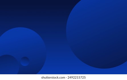 Abstract background with dark blue gradations and round shape decoration.