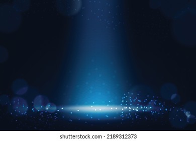 Abstract background of dark blue like ocean or sea waves line and beams light shining from above with bubbles and bokeh vector illustration background