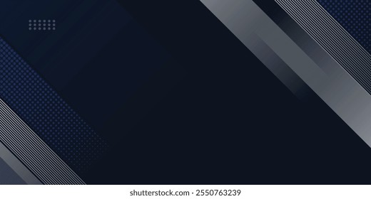 Fondo Abstractas azul oscuro con concepto corporativo moderno. Decoración geométrica Abstractas, patrón de rayas plateadas, Gradientes semitonos. Ilustración creativa para el cartel, Web, aterrizaje, página, cubierta