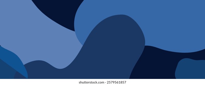 Abstract background with dark blue and navy blue colors, featuring smooth, flowing shapes and a modern, fluid texture background. Camouflage background vector. Blue background.