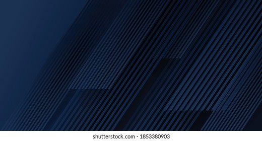 Abstract background dark blue for presentation design. Abstract bright blue color strip pattern luxury dark blue with geometric elements. Vector illustration design. Cool strip wave poster element