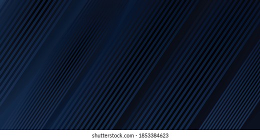 Fondo abstracto azul oscuro para el diseño de la presentación. Resumen del patrón de franja de color azul brillante azul oscuro de lujo con elementos geométricos. Diseño de ilustración vectorial. Elemento de afiche de onda de banda fría