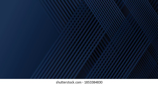 Abstract background dark blue for presentation design. Abstract bright blue color strip pattern luxury dark blue with geometric elements. Vector illustration design. Cool strip wave poster element