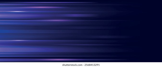 Abstract background with dark blue and purple gradient. The background features smooth, horizontal streaks in blue and purple tones. Gradient background vector. Purple background.