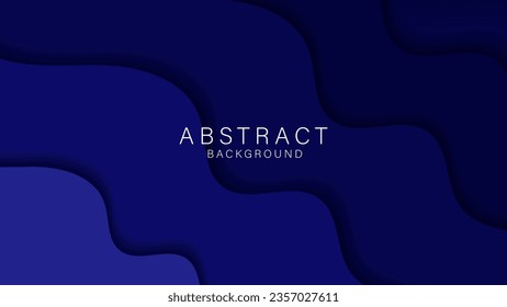 Fondo abstracto en forma de onda azul oscuro, fondo de plantilla horizontal. Diseño de ilustración de vector
