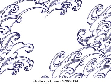 Abstract background with dark blue wavy ornament. Vector illustration for greeting cards, invitations and other items.