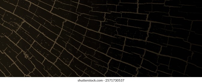 Abstract background with a dark brown, cracked texture. The background features a rustic, brown design with intricate lines. Cracked texture vintage background vector