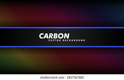 Abstract background in dark color gradient and black carbon fiber. Vector illustration. Modern tech design carbon background.